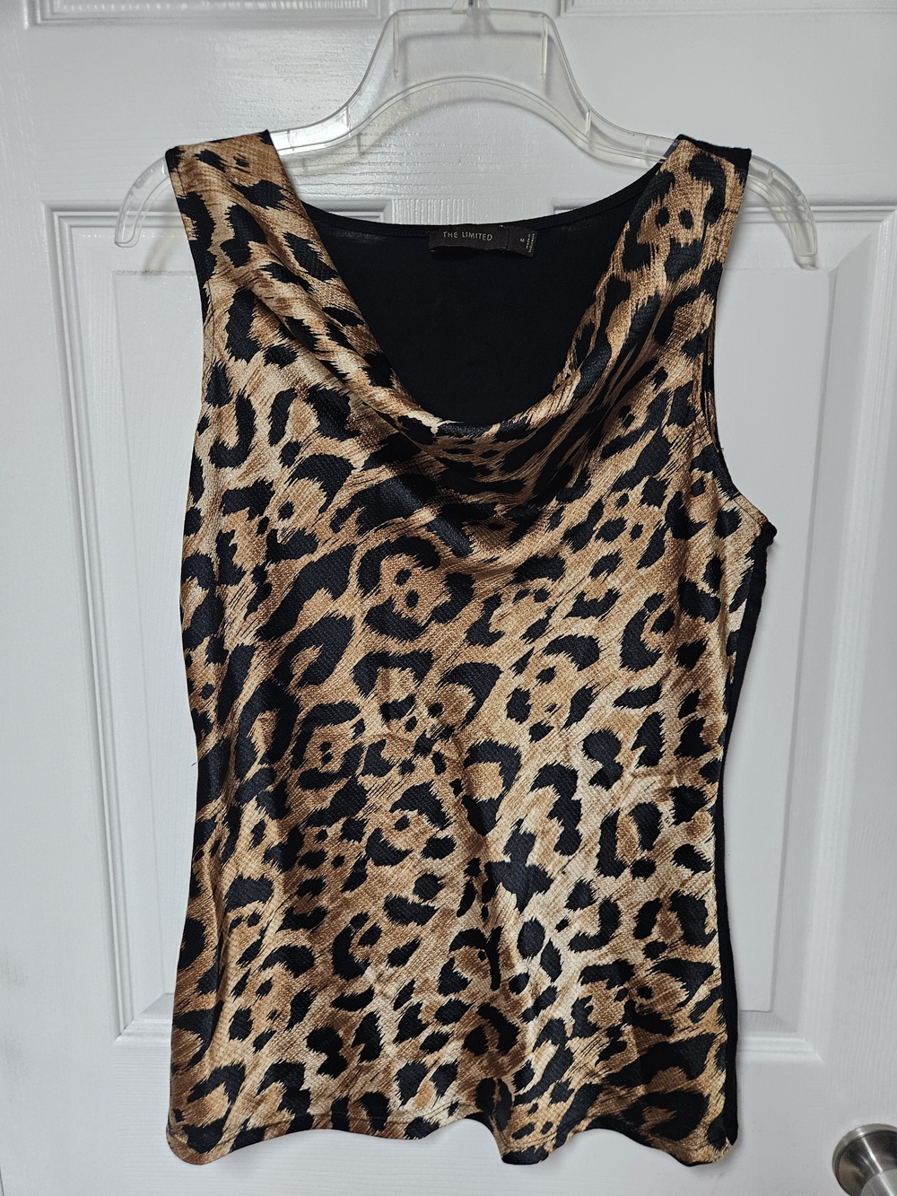 The Limited Leopard Print Cowl Neck Tank Top - Gold & Black